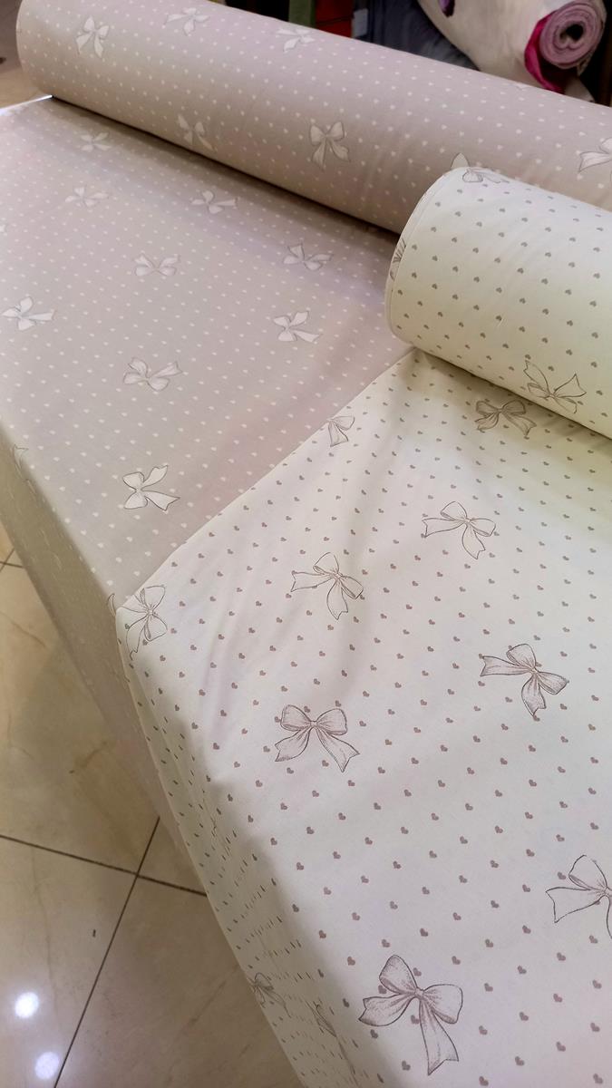پارچه ملحفه عرض 250 جنس کتان طرح پاپیون کرم