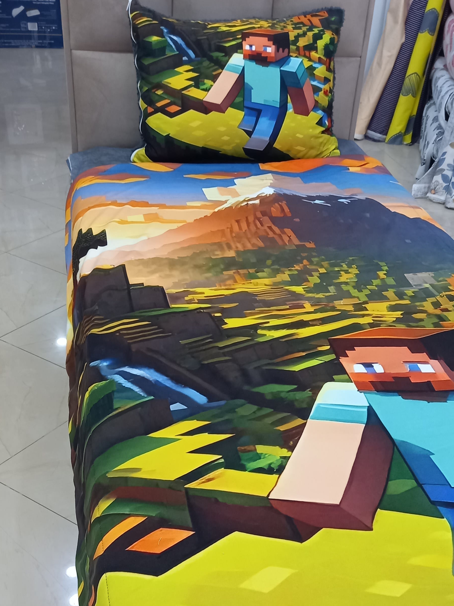 پتو گوسفندی (تدی) یک نفره دولایه طرح ماینکرفت با روبالش