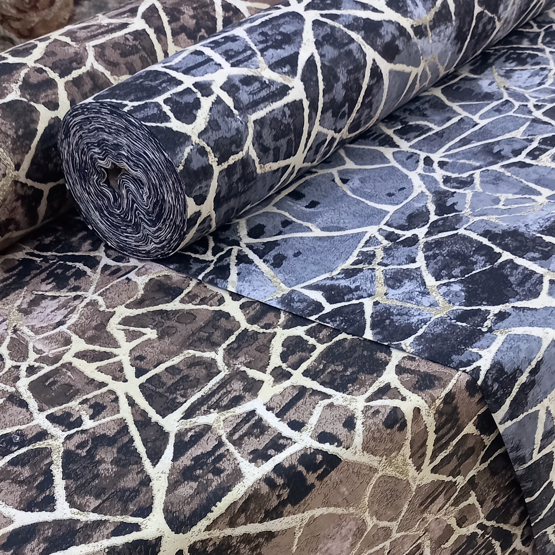 پارچه ملحفه عرض 250 جنس کتان طرح استون